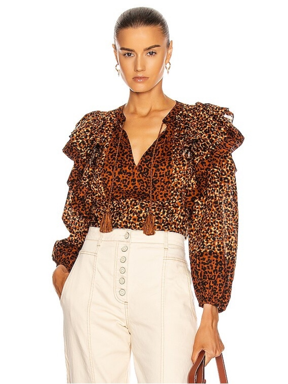 Ulla Johnson Carissa Leopard Print Blouse Sz 0